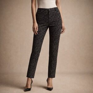 JW Black Patterned Women's Dress Pants Size 12 Damask Print